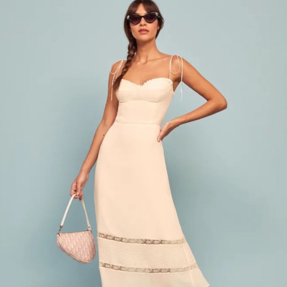 NWT Reformation Cream Ronan Dress with Lace | 10